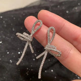 Ribbon Bow Hollow Flower Earrings for Women