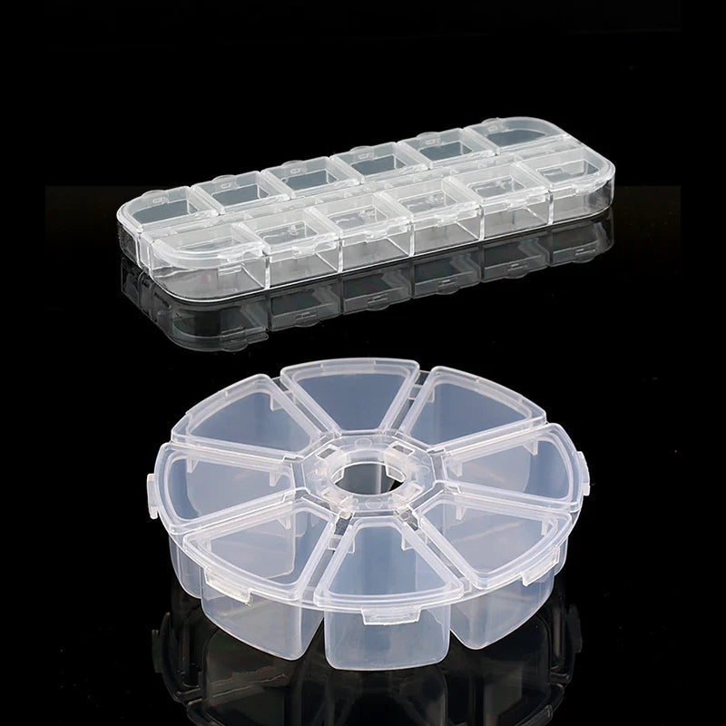 Rectangle Plastic Jewelry Box Case, 9 Sizes - Adjustable Compartment Storage