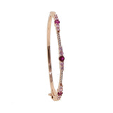Rose CZ Bangle Bracelet for Women - Red CZ Rectangle Bezel Set - Lady CZ Jewelry