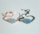 Rose Jewelry Fatimas Hand Pave Nano Turquoises Stone Lucky Bracelet