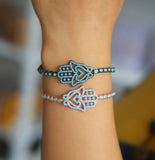 Rose Jewelry Fatimas Hand Pave Nano Turquoises Stone Lucky Bracelet