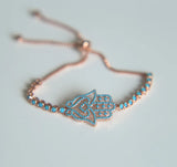 Rose Jewelry Fatimas Hand Pave Nano Turquoises Stone Lucky Bracelet