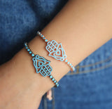 Rose Jewelry Fatimas Hand Pave Nano Turquoises Stone Lucky Bracelet