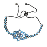 Rose Jewelry Fatimas Hand Pave Nano Turquoises Stone Lucky Bracelet