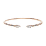 Rose CZ Open Cuff Red Bangle Bracelet