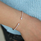 Rose CZ Open Cuff Red Bangle Bracelet