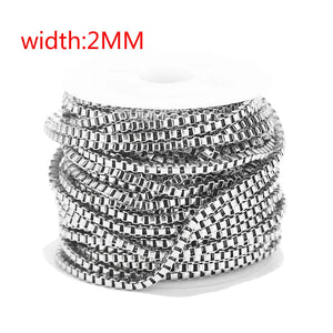 2MM Stainless Steel Box Link Chain Rose Gold/Gold/Steel DIY Jewelry Making