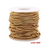2MM Stainless Steel Box Link Chain Rose Gold/Gold/Steel DIY Jewelry Making