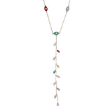 Rose Silver Long Y Lariat Cz Evil Eye Charm Necklace
