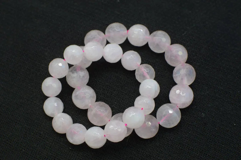 Rose Quartz Faceted Round Bracelet 7.5inch Beads
