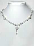 Rose Quartz Heart Drop Pearl Necklace Y2K Cottage Core