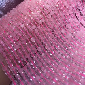 Rose Quartz Loose Beads Square Faceted 4-4.5mm for Jewelry Necklace
