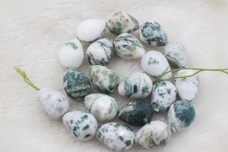 Drop Faceted 15*20mm Rose Quartz/Ocean Agate Loose Beads