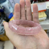 Rose Quartz Stone Beads Bracelet Natural Gemstone Bangle for Woman