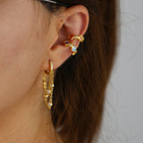 925 Silver Rainbow Tassel Chain Small Hoop Earrings for Women
