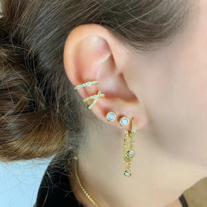 925 Silver Rainbow Tassel Chain Small Hoop Earrings for Women