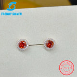 925 Silver CZ Stud Earrings for Women, Round Stones