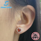 925 Silver CZ Stud Earrings for Women, Round Stones