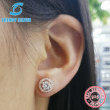 925 Silver CZ Stud Earrings for Women, Round Stones