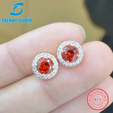 925 Silver CZ Stud Earrings for Women, Round Stones