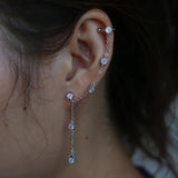 925 Silver Tassel Cuff Clip Earrings for Women Girl