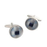 Round Opal Silver Plated Shirts Cufflinks