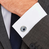 Round Opal Silver Plated Shirts Cufflinks