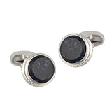 Serrated Marble Silver Plated Cufflinks