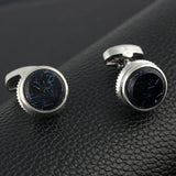 Serrated Marble Silver Plated Cufflinks