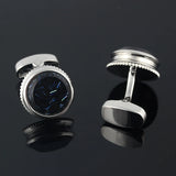 Serrated Marble Silver Plated Cufflinks