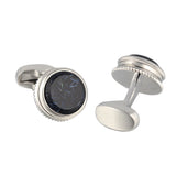 Serrated Marble Silver Plated Cufflinks
