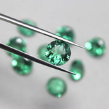 Round Faceted Created Emerald Gemstone Beads Green Tourmaline Loose Stone
