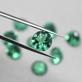 Round Faceted Created Emerald Gemstone Beads Green Tourmaline Loose Stone
