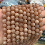 Round Sunstone Beads Gemstone DIY Loose Beads for Jewelry Making Strand 15