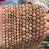 Round Sunstone Beads Gemstone DIY Loose Beads for Jewelry Making Strand 15