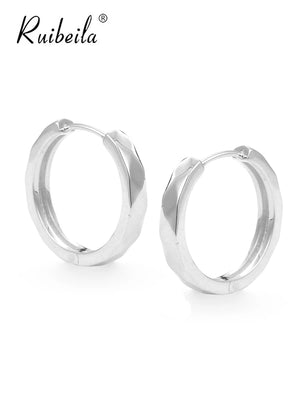 925 Sterling Silver Clip-On Earrings Gothic Hip Hop Punk Round Jewelry