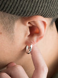 925 Sterling Silver Clip-On Earrings Gothic Hip Hop Punk Round Jewelry