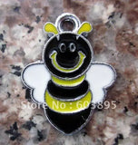 100pcs Enamel Bee Charms with Key Charm 23.5*18mm