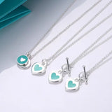 S925 Heart Necklace Love Double Heart Enamel Pendant Necklace For Women