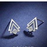 S925 Pure Ladies Triangle Stud Earrings European American Holiday