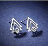 S925 Pure Ladies Triangle Stud Earrings European American Holiday
