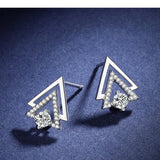 S925 Pure Ladies Triangle Stud Earrings European American Holiday