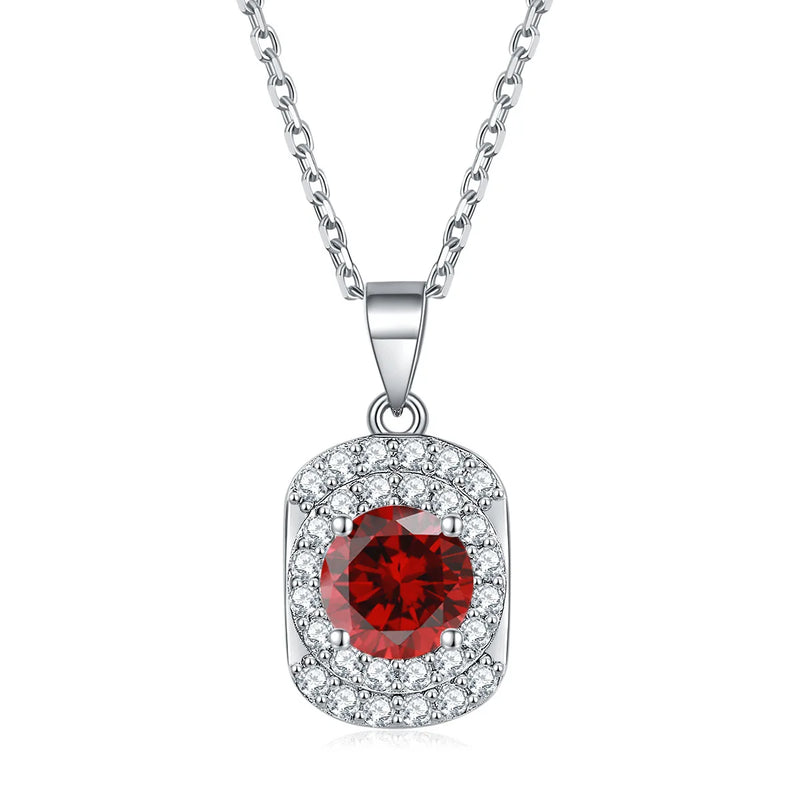 S925 Silver Necklace Colorful Treasure Pendant Zircon December Birthstone