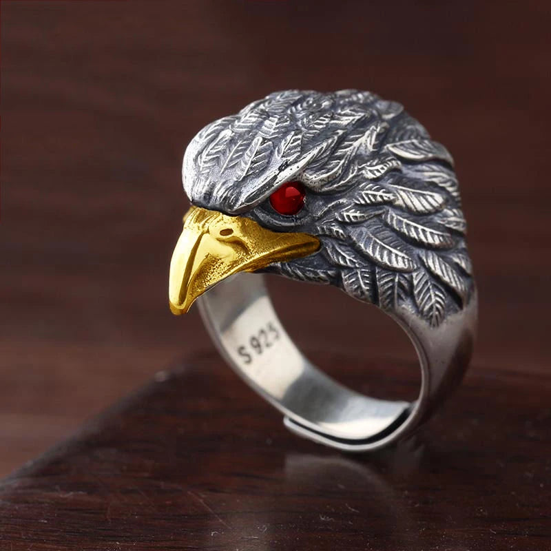 Vintage Japanese Eagle Ring, Adjustable Men's Band