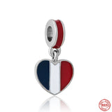 925 Silver Charm Europe Flag Pendant Beads for Bracelet DIY