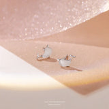 925 Sterling Silver Dolphin Stud Earrings with Opal Stone