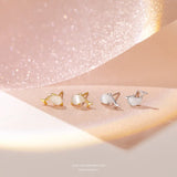 925 Sterling Silver Dolphin Stud Earrings with Opal Stone