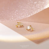 925 Sterling Silver Dolphin Stud Earrings with Opal Stone