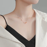 925 Silver Double Ring Necklace Micro-set Jewelry
