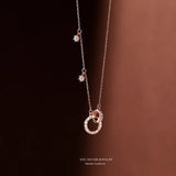 925 Silver Double Ring Necklace Micro-set Jewelry
